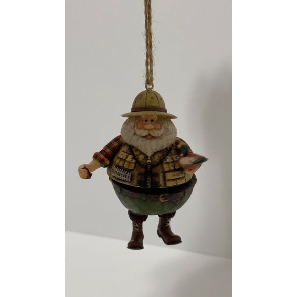 Vintage Hunter Santa Christmas Ornament With Duck & Binoculars - Picture 14 of 15